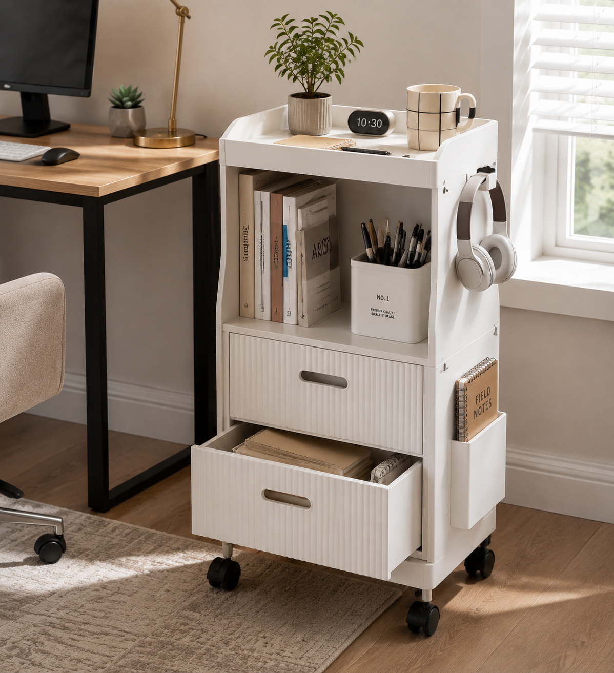 Calvioner™ Novella Rolling Storage Cart Cabinet